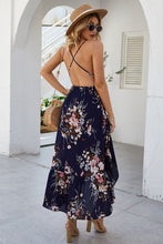 Load image into Gallery viewer, V Neck Backless Floral Ruffle Dress