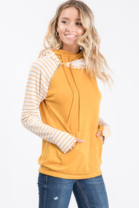 Stripped Side Zip Hooded Sweatshirt