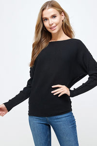 Ruffled button back sweater