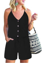 Load image into Gallery viewer, V Neck Button Down Drawstring Romper