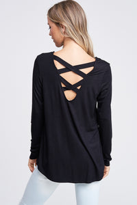 Cross Back Solid Knit Top