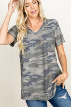 Load image into Gallery viewer, V Neck Camo Print Top