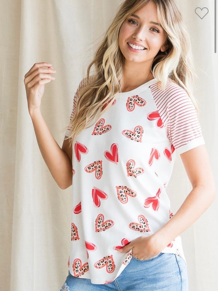 Heart print Short Sleeve